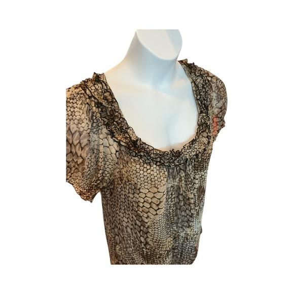 INC International Concepts Snake Print Blouse - Brown and Cream size L - Picture 7 of 7